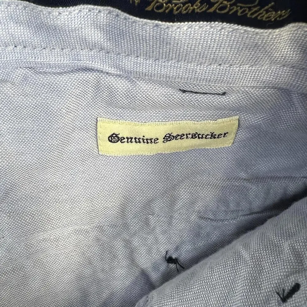 Brooks Brothers Clark Pants Mens 35x32 Navy Genuine Seersucker Chino Trousers